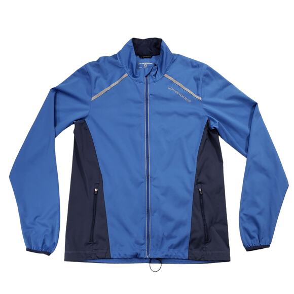 Brooks Full Zip Jacket‎ S Women Blue Black Reflective Running Shelter Technology - Picture 1 of 12